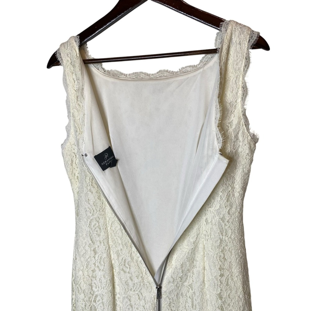 Adrianna Papell Lace Bateau Neck Sleeveless‎ Mini Dress Cream size 8 - Picture 4 of 6